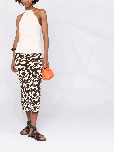 Nanushka Animal Print Midi Tube Skirt In Yellow