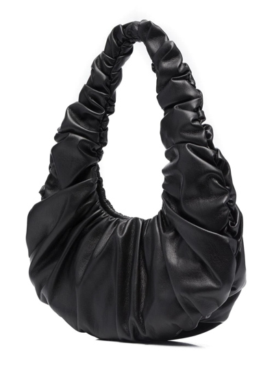 Shop Nanushka Gathered Shoulder Bag In Black