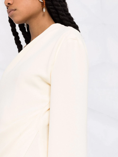 Nanushka Florence One-shoulder Asymmetric Midi Wrap Dress In Neutrals