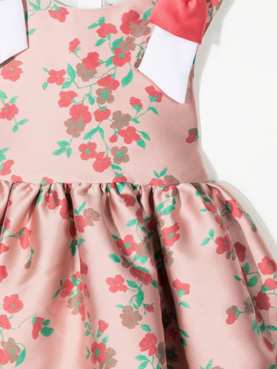 Shop Hucklebones London Floral-print Flared Dress In Pink