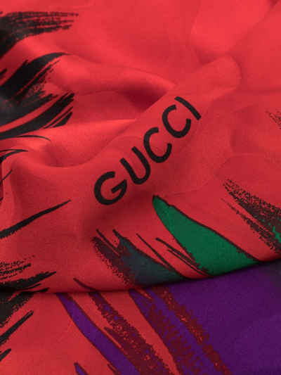 Pre-owned Gucci 1990s Abstract-print Silk Scarf In Red