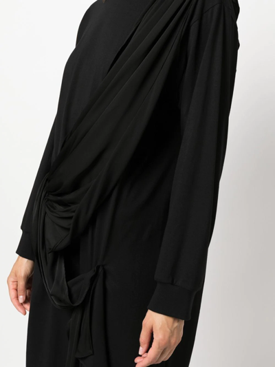 Shop Mm6 Maison Margiela Long-sleeve Draped Jumper Dress In Black