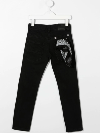 Shop Givenchy Zipped Bandana Jeans In Black