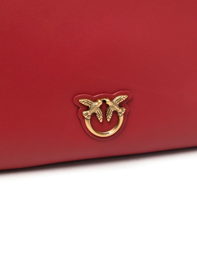 Shop Pinko Logo-plaque Clutch Bag In Red