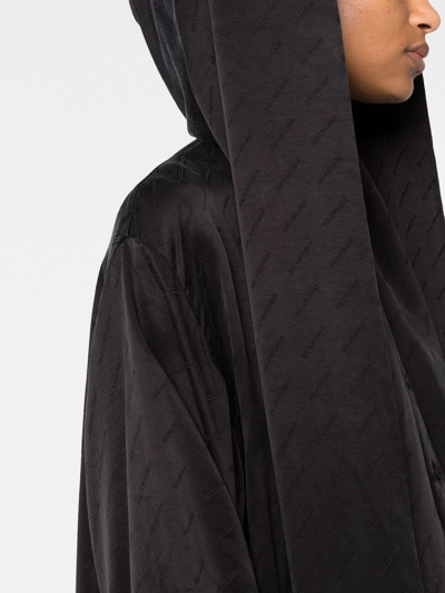 Shop Balenciaga Logo Print Hooded Blouse In Black