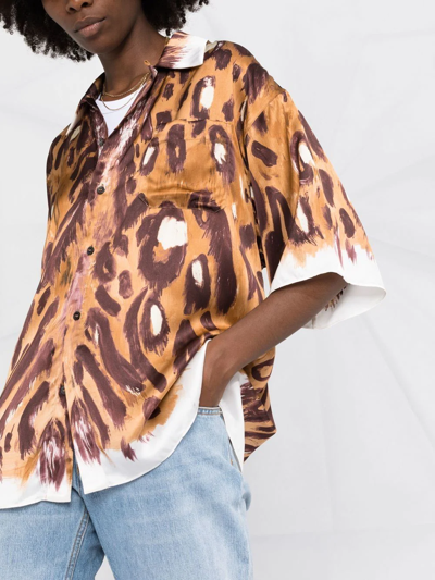 Shop Marni Leopard Print Shirt In Brown