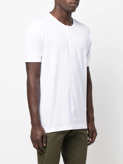 Shop Sunspel Short-sleeve Henley T-shirt In White