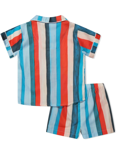 Shop Desmond & Dempsey Medina Striped Pajama Set In Blue