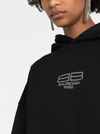Shop Balenciaga Logo-embellished Oversize Hoodie In Black