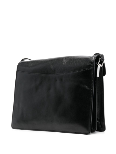 Shop Marni Trunk Leather Messenger Bag In Black