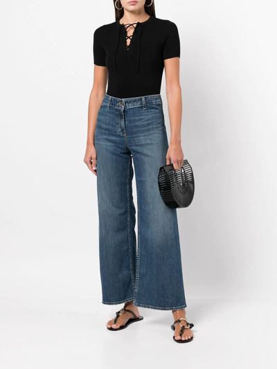Nili Lotan Noeme Lace-up Jeans In Blue