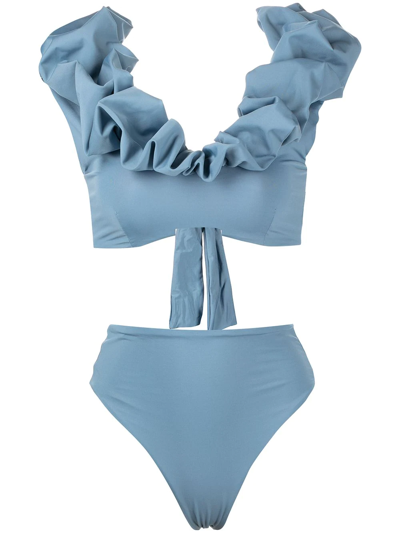 Shop Maygel Coronel Lucila Ruffle Trim Bikini In Blue