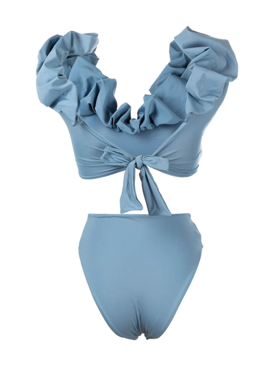 Shop Maygel Coronel Lucila Ruffle Trim Bikini In Blue