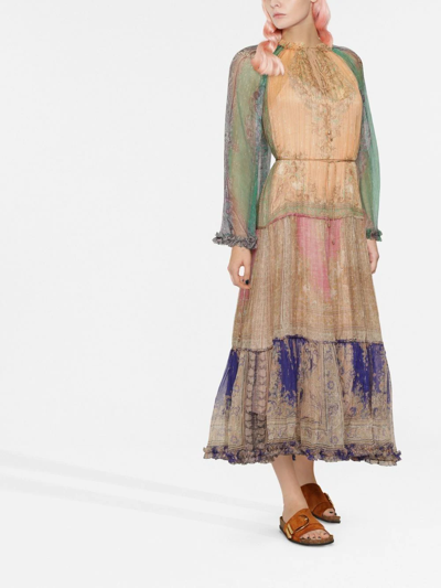 Shop Zimmermann Anneke Abstract-print Dress In Neutrals