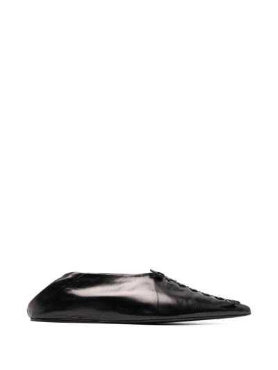 Shop Jil Sander Knot-detailing Leather Ballerina Shoes In Black