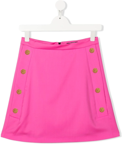 Shop Balmain Teen Decorative Button Detail Skirt In Pink