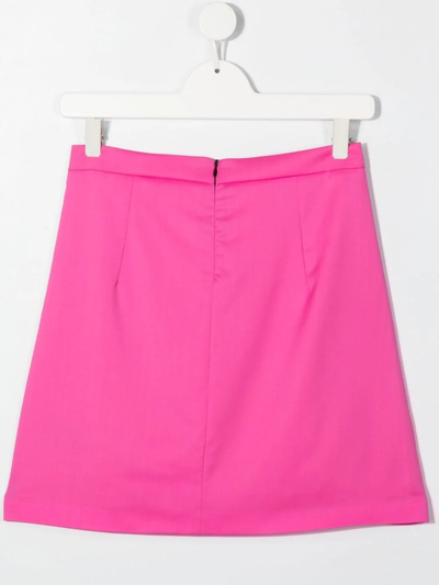 Shop Balmain Teen Decorative Button Detail Skirt In Pink