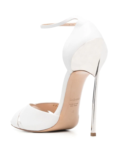 Shop Casadei Techno Blade 115mm Heel Sandals In White