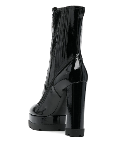 Shop Casadei Nancy Zip-up Platform Boots In Black