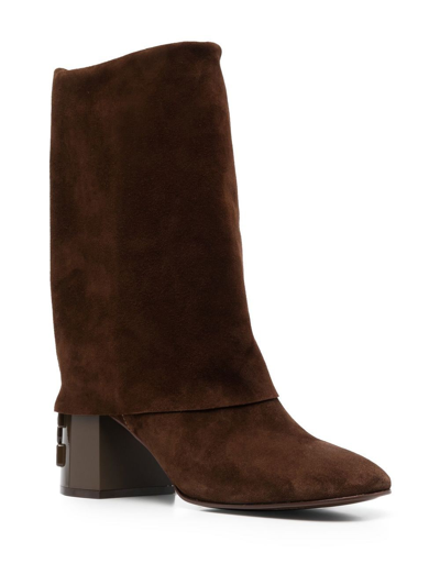 Shop Casadei C-chain Ankle Boots In Brown