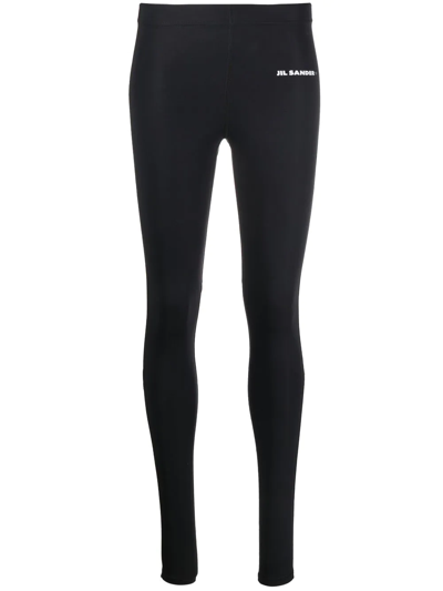 Shop Jil Sander Logo Print Leggings In Black