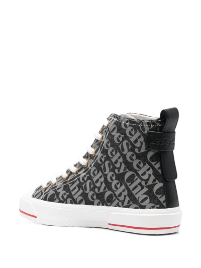 See By Chloé Logo-print High-top Trainers In Black