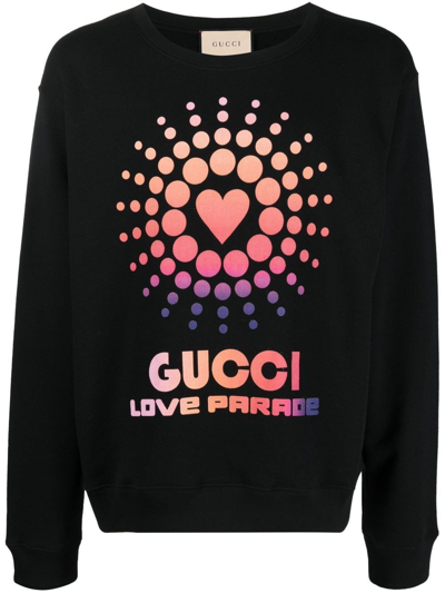 Shop Gucci Heavy Felted Cotton Jersey Sweatshirt In Nero