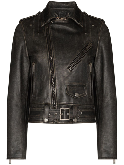 Shop Golden Goose `golden` Leather Jacket In Nero