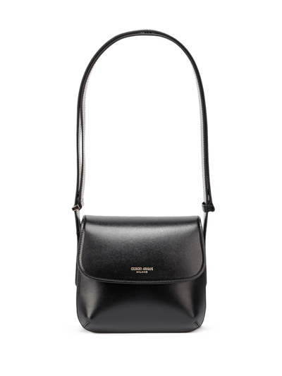 Shop Giorgio Armani Leather Shoulder Bag In Nero