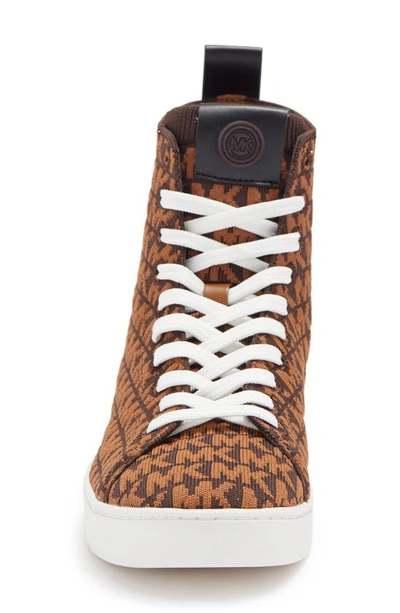 Shop Michael Michael Kors Edie Knit High-top Sneaker In Brown Multi