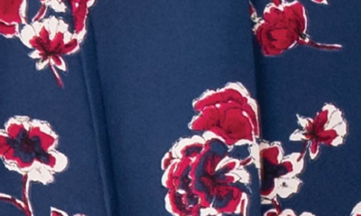 Shop Gibsonlook Floral Print Tie Neck Blouse In Blue Depths Floral