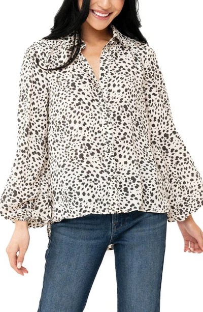 Shop Gibsonlook Button Front Blouson Sleeve Blouse In Sand Dollar Animal