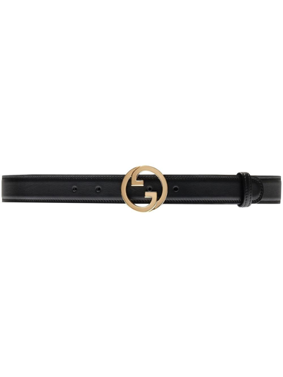 Gucci Blondie Interlocking G Leather Belt In Black | ModeSens