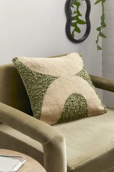 Shop Urban Outfitters Boucle Square Throw Pillow In Olive