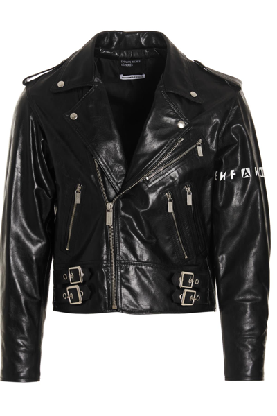 Shop Enfants Riches Deprimes Goth Couple Leather Biker Jacket In Black