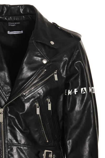 Shop Enfants Riches Deprimes Goth Couple Leather Biker Jacket In Black