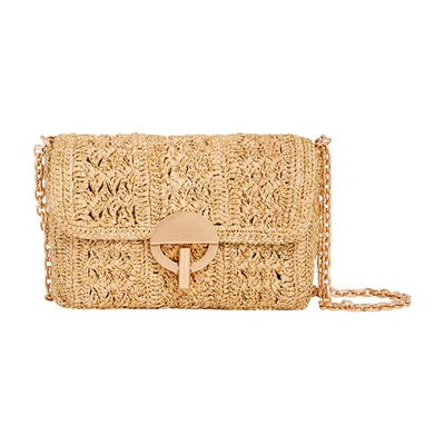 Shop Vanessa Bruno Nano Moon Bag In Raffia And Lurex In Gold