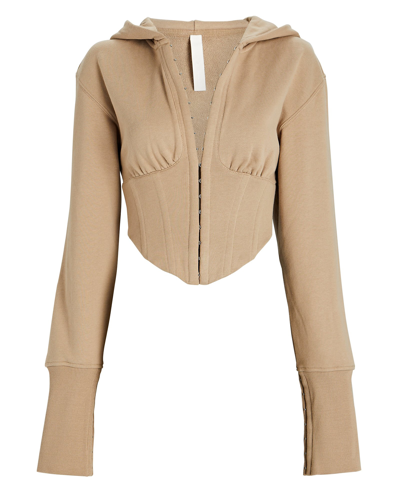 Shop Dion Lee French Terry Corset Hoodie In Beige