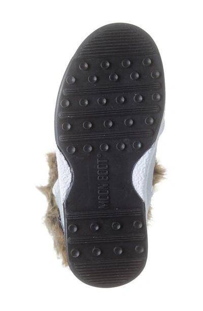 Shop Moon Boot Junior Monaco Low Waterproof Faux Fur Trim Boot In White/silver