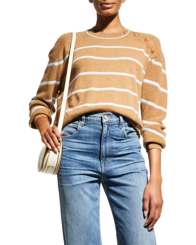Rag & Bone Pierce Striped Cashmere Sweater In Camelstrp