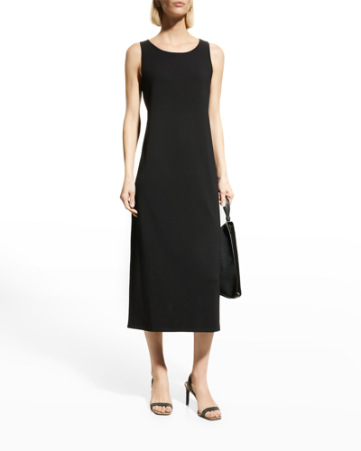Shop Eileen Fisher Scoop-neck Jersey Knit Midi Dress In Black