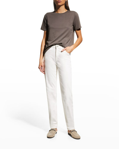 Shop Eileen Fisher High-rise Stretch Denim Jeans In Undyed Natural