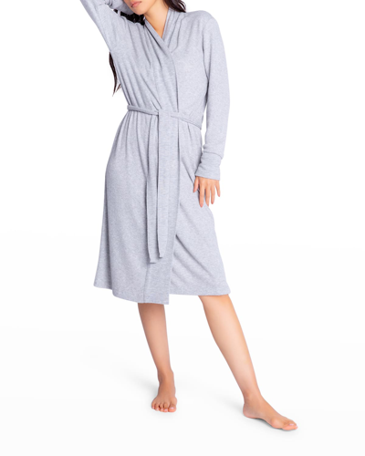 Shop Pj Salvage Textured Essentials Knee-length Robe In Heather Grey