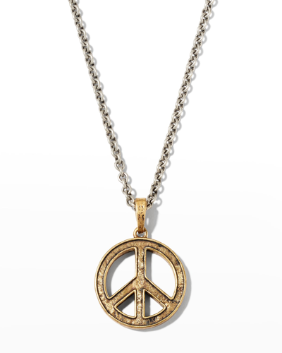 Shop John Varvatos Men's Distressed Peace Sign Pendant Necklace In Silver
