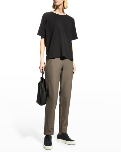 Shop Eileen Fisher Cropped Stretch Crepe Pants In Rye