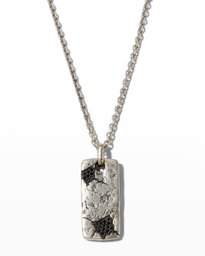 Shop John Varvatos Men's Crack Dog Tag Pendant Necklace W/ Black Diamonds In Silver
