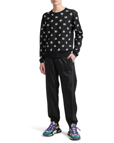 Shop Dolce & Gabbana Men's Allover Dg Intarsia Sweater In Blk Jqd