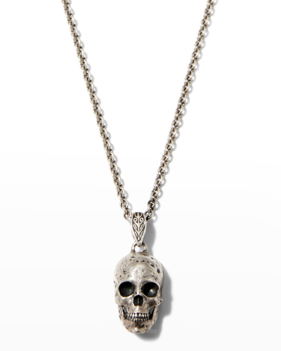 Shop John Varvatos Men's Skull Pendant Necklace, 24"l In Silver