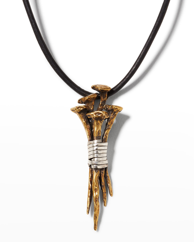 Shop John Varvatos Men's Distressed Nails Cluster Pendant Necklace In Gold