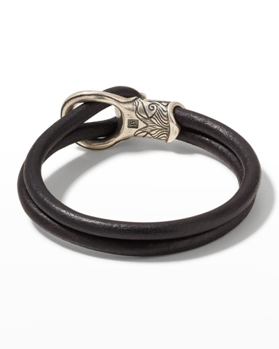 Shop John Varvatos Men's Leather Double Strand Buckle Bracelet In Silver